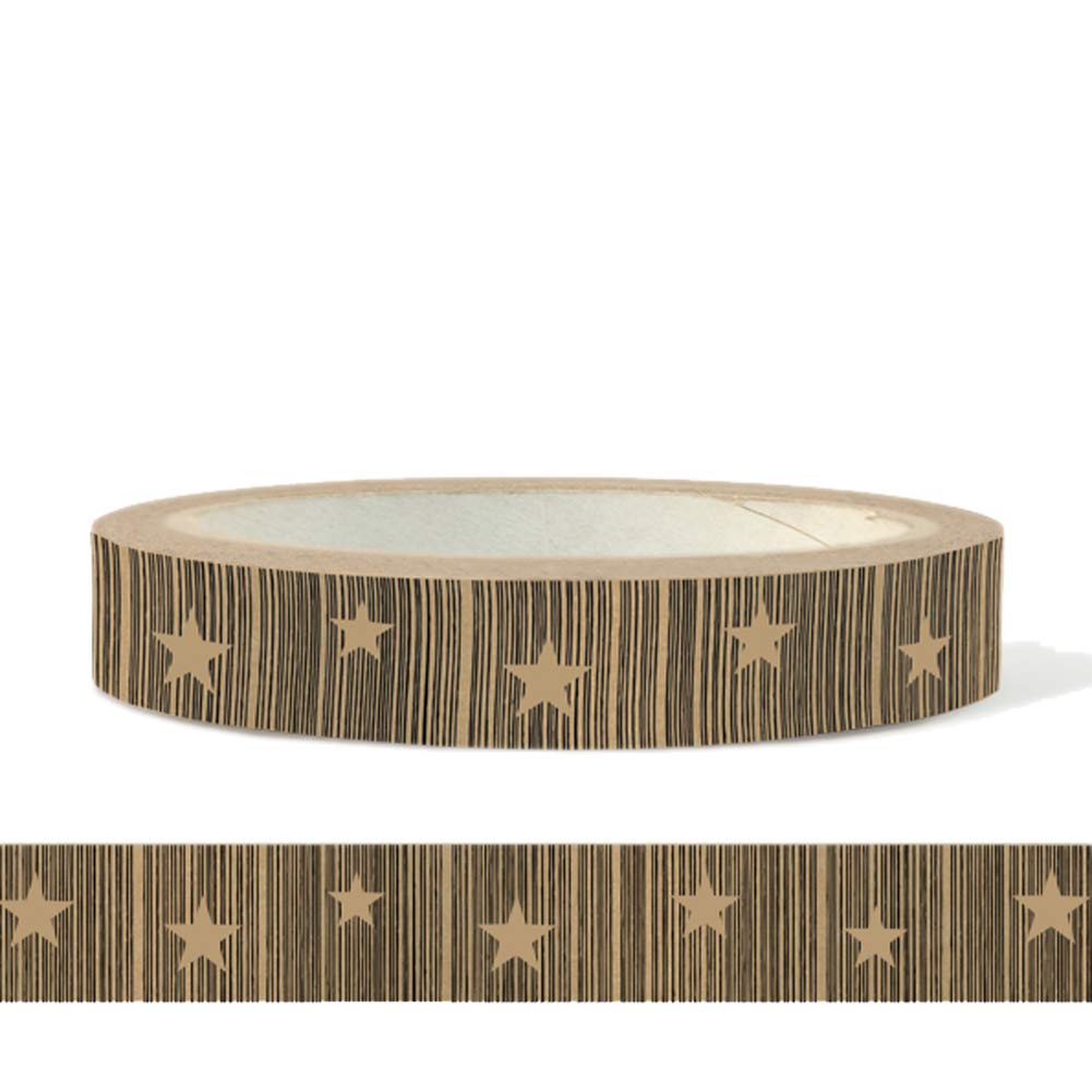 East of India TAPE Brown with Stars 50m Christmas Wrapping