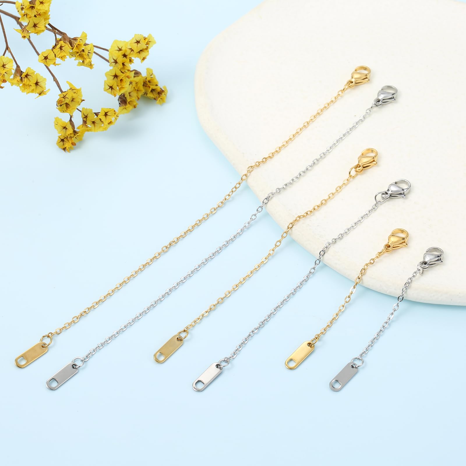 KOPOX 6 Pcs Gold and Silver Plated Necklace Extenders for Necklaces, 2