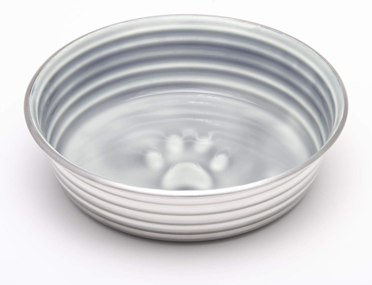 Loving Pets Le Bol Glazed Interior Stainless Steel Dog Bowl Non-Slip Dishwasher Safe Durable Pet Dish - Parisian Grey - Medium (850 ml)