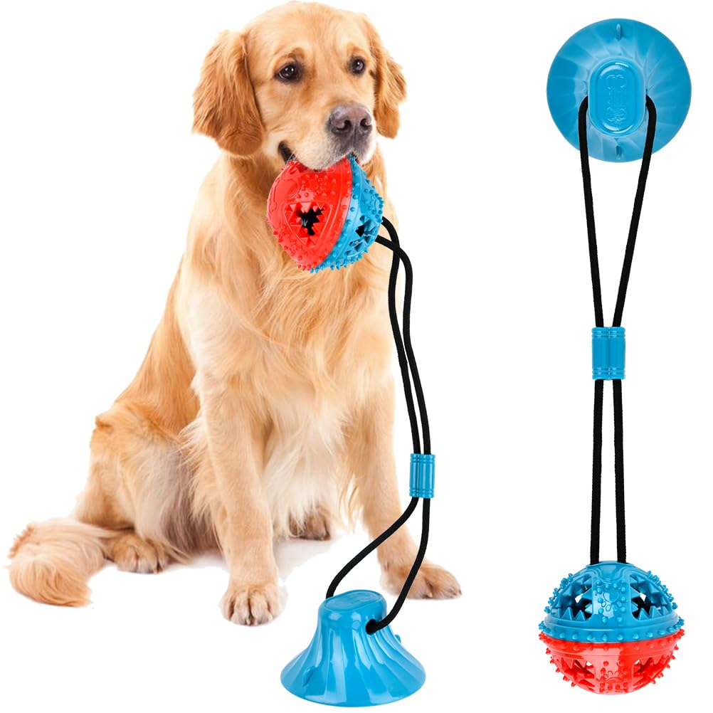 BUYGOO Dog Molar Bite Toy with Suction Cup Interaction - Rope Toy for Tugging, Pulling, Chewing, Playing