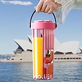 24 oz Spill Proof Split Cups & Straw Water Bottle with lid and straw, Mixed 2-in-1 Half Drinking cup, Two Sides Travel Mug for Hot/Cold Drinks(Pink)