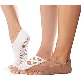toesox Bellarina Grip Socks for Women, Half-Toe | Non-Slip Pilates Socks, Patented Grip Sole Design, Soft Organic Cotton Blend, Arch Band Support, Wear for Yoga, Barre, Dance
