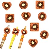 9PCS Waffle Shaped Silicone Beads, Waffle Biscuit Silicone Focal Beads for Keychain Making, Food Themed Loose Beads Bulk for Beaded Pens DIY Handicrafts Necklace Bracelet Lanyard Pendants