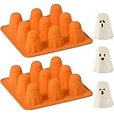 Ghost Silicone Molds 2 Packs Non-Stick 3D Chocolate Molds 9-Cavity Cute Ghost Mold for Jelly Gummy Candy Pudding Ice Cube Resin Cake Halloween Party Decorations