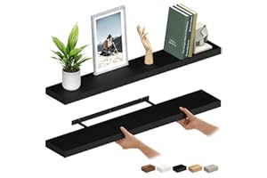 Ballucci Floating Shelves Extra Wide, 2-Pack 48" Wood Wall Mount Shelf Set with Invisible Brackets for Living Room, Bathroom,