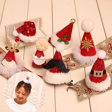 Immagini Del Natale Glitterate.Hhord Accessori Natale Cappello Capelli Glitter Pin Di Bobby Bambini E Adulti Per Il Partito Della Clip Di Capelli Ragazze Red Christmas Festival Di Compleanno Di Sostegno Del Bambino Regalo 10pcs Amazon It