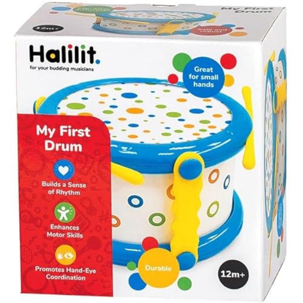 Halilit My First Drum. Durable, Light & Robust Kids Music Toy. Musical Instrument with 2 Baby-Safe Beaters. Early Learning Sensory Percussion Toy. Suitable for Boys & Girls 12 months + โ image 1