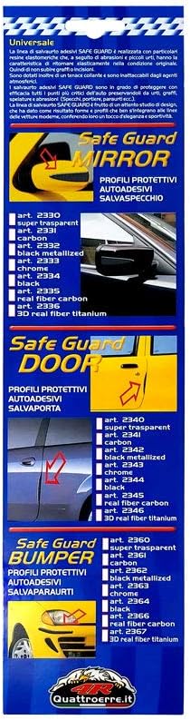 Quattroerre Protective Adhesive Mirror Safe Profiles for Cars Chrome, Set of 2 - Image 4