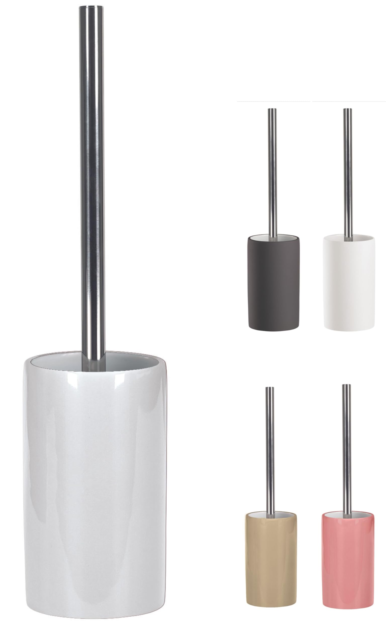 KW "Pure" Porcelain Toilet Brush and Holder (Glossy White)