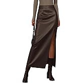 PRETTYGARDEN Womens Faux Leather Skirts 2026 Fall Fashion Bodycon High Waisted Slit Work Office Winter Maxi Long Pencil Skirt