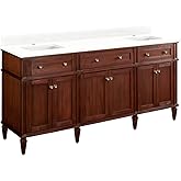 Signature Hardware 465071 Elmdale 72" Free Standing Double Vanity Cabinet Set with Mahogany Cabinet, Vanity Top and Rectangul