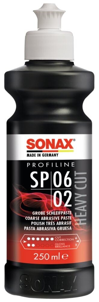 SONAX PROFILINE SP 06-02 (250 ml) - rough, highly abrasive paste for sanding down extremely weathered and scratched paint layers, Silicone-free | Item No. 03201410
