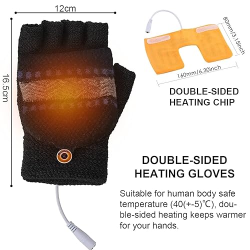 USB Heated Gloves for Women Men, Hand Warmer Gloves for Typing