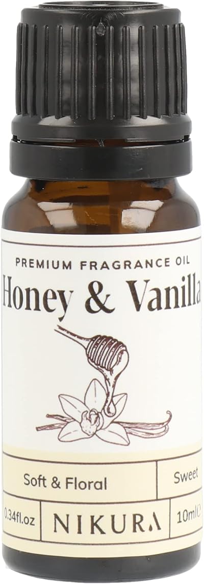 nikura Honey & Vanilla Fragrance Oil 10ml for Diffusers, Soap & Candles