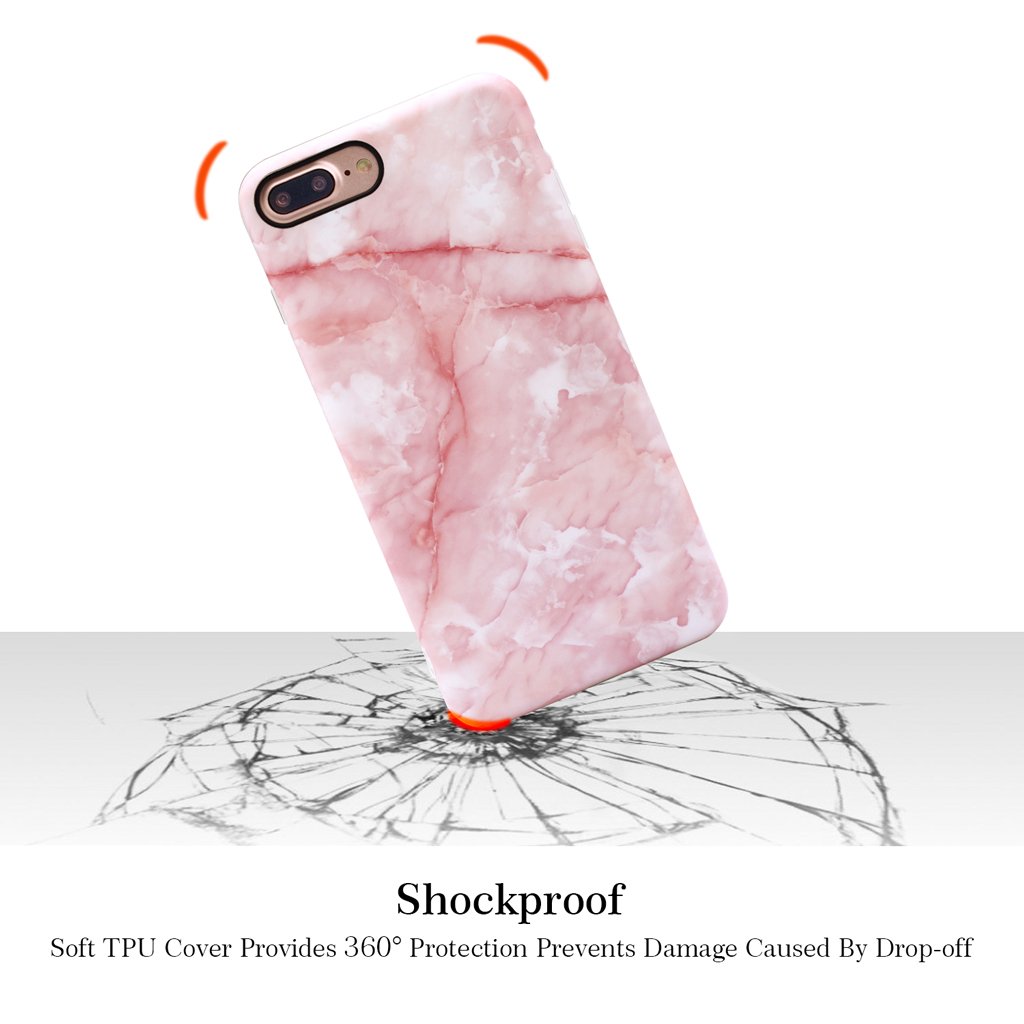 Nasousa iPhone 7 plus for Girls, IMD Printing Slim-Fit Ultra-Thin Anti-Scratch Shock Proof Dust Proof Anti-Finger Print TPU Case for iPhone 7 plus(5.5 inch)(Pink Marble)