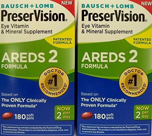 UPC 324208697696, Bausch and Lomb PreserVision AREDS 2 Formula Eye Vitamin and Mineral Supplement - 2 Bottles, 180 Softgels Each