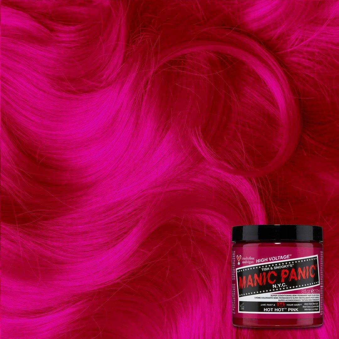 MANIC PANIC Classic Hot Hot Pink Semi Permanent Hair Color - Neon Pink Hair Dye for Women & Men That Lasts 4-6 Weeks - Vegan, Ammonia & Cruelty-Free - Create & Mix Custom Shades (4oz / 3pk)