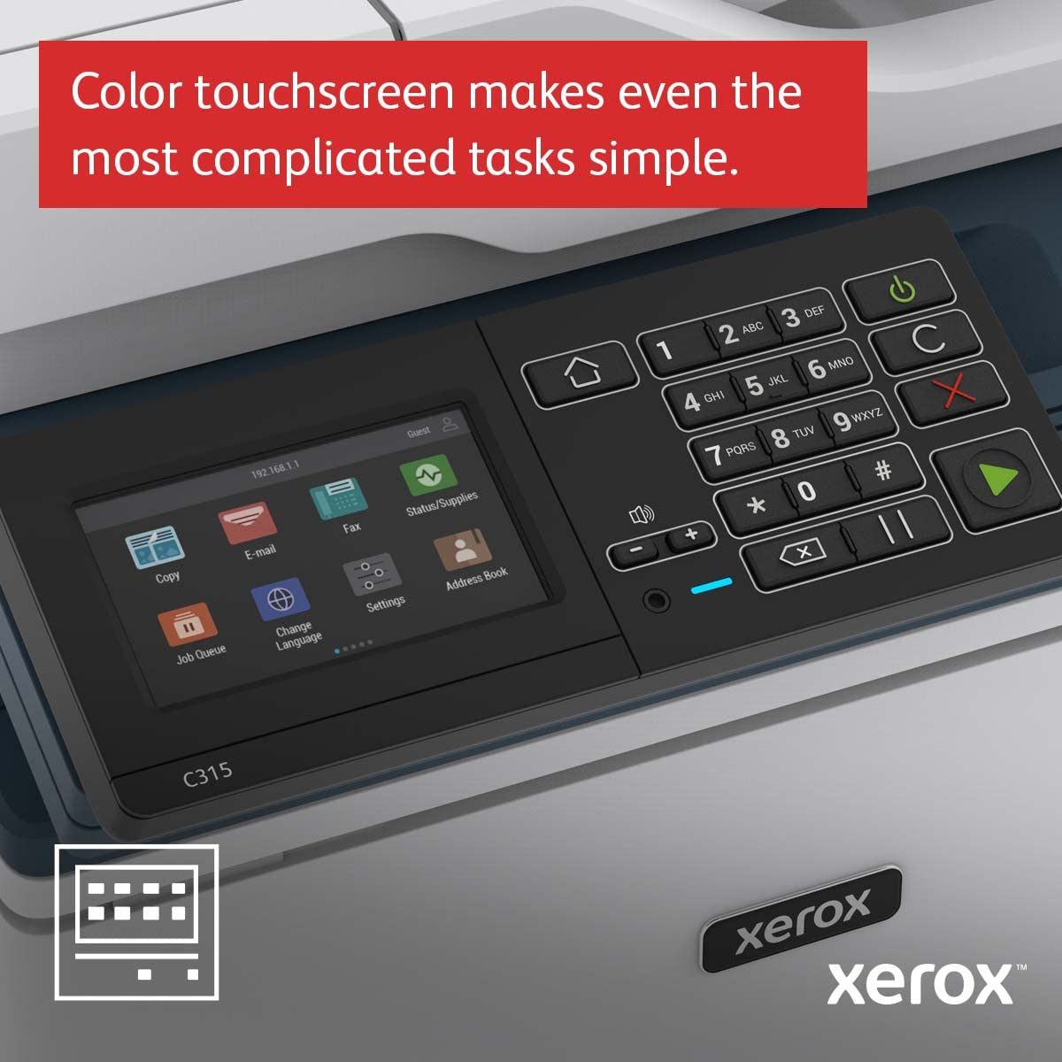 Xerox C315 Color Multifunction Printer, Print/Scan/Copy/Fax, Laser