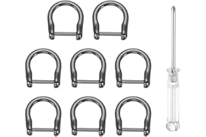 HARFINGTON 8pcs D-Rings Screw in Shackle 5/8" Metal Horseshoe U Shape Semicircle D Ring Purse Key Holder with Screwdriver for