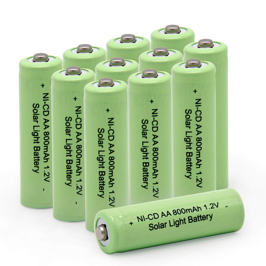 QBLPOWER 1.2V AA Ni-cd 800mAh Solar Light Rechargeable Batteries Cell for Garden/Lawn/Sidewalk Lamp (12PCS AA800mAh)