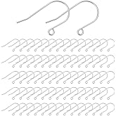 UNICRAFTALE About 80Pcs Stainless Steel Fish Earrings Hooks Metal French Earring Hook with Horizontal Loop Ear Wires Drop Earring Finding Hole 2mm for Jewelry Making DIY Earrings Findings