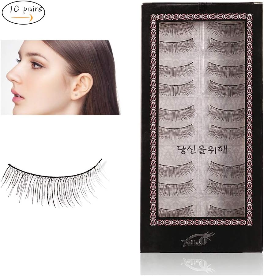 YALIAO False Eyelashes 10 Pairs Natural Long Eyelashes 0.01mm Ultra-thin Natural Fake Eyelashes Hand-made Reusable 217#