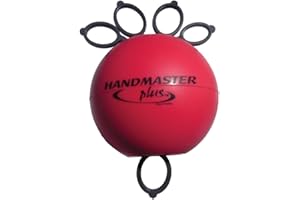 Handmaster Plus Physical Therapy Hand Exerciser - Forearm Exerciser with Stress Relief Ball - Hand Therapy Balls for Exercise, Training - Finger Exerciser & Strengthener - Medium Tension, Red