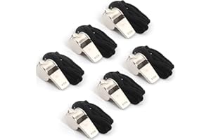 suyncyi 6Pack Stainless Steel Whistle with Lanyard, Loud Crisp Sound Whistle Ideal for Coaches, Referees, and Official
