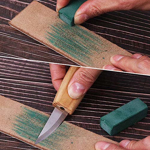 Wood Carving Tool Set - Sloyd Whittling Knife | Chip Detail Knife | Hook Knife for Spoon Carving, with Leather Strop Polishing Compound, High-Strength Steel Woodworking Carving Kit (6 Pcs)