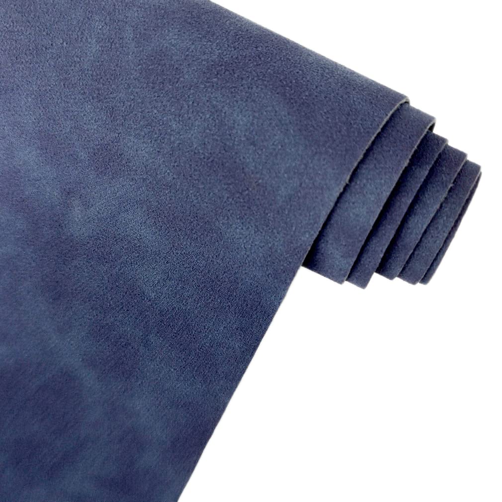 Dark Blue Soft Faux Suede Fabric 30x135cm Synthetic Faux Leather Frosted Leatherette for Car Decoration and Home Textiles — image 1