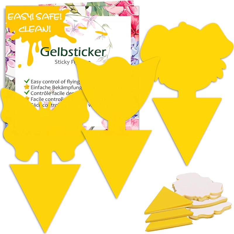 Blooven 30 PCS Yellow Fruit Fly Traps Double Sided Fungus Gnat Sticky Catcher
