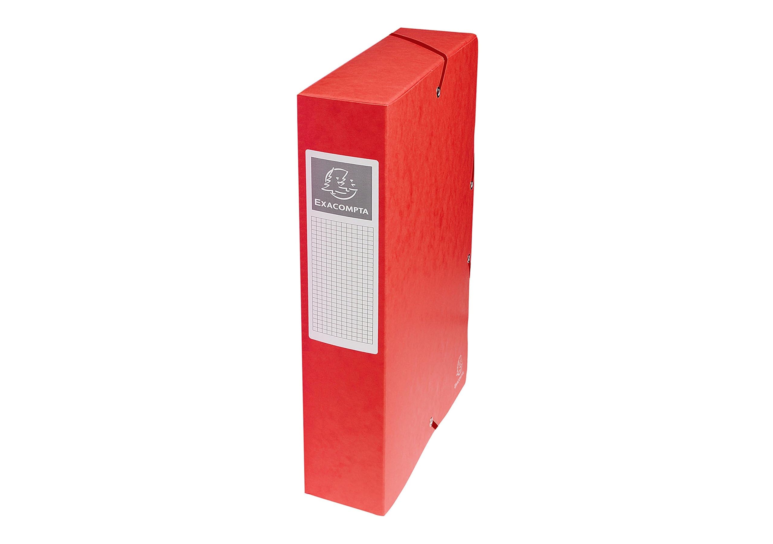 Exacompta - Ref 50605E - Pressboard Filing Box - 250 x 330mm in Size, Suitable for Holding A4 Documents, 6cm Spine, 600gsm Genuine Pressboard, Spine Label - Red