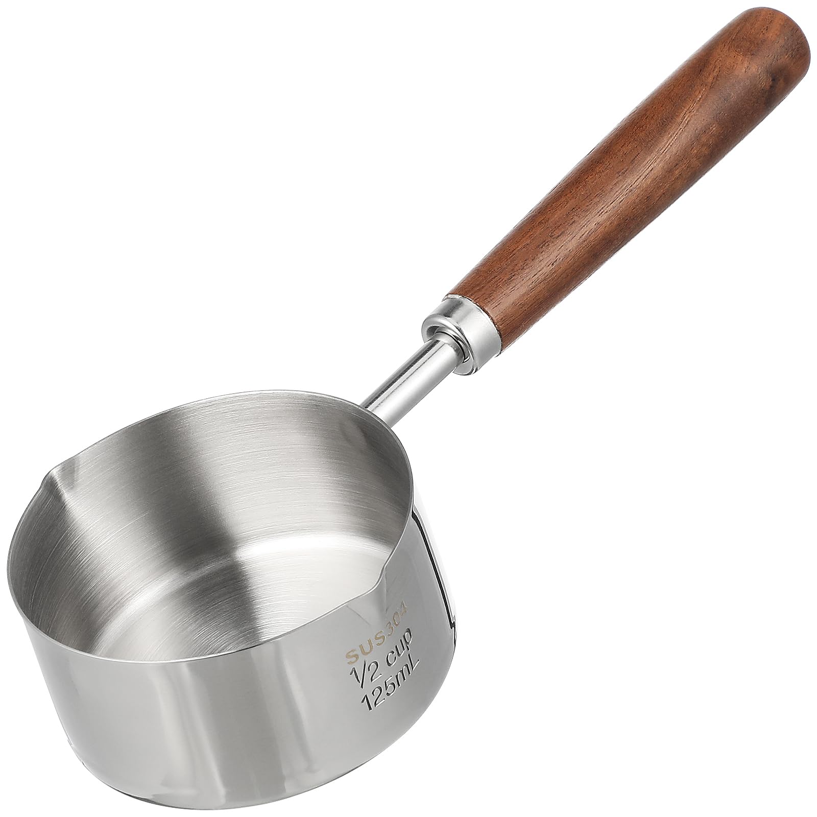 UPKOCH Stainless Steel Small Saucepan 7.68In Oil Drip Pot with Dual Pour Spouts Ergonomic Handle Compact Kitchen Sauce Pan for Heating Sauces and Oils