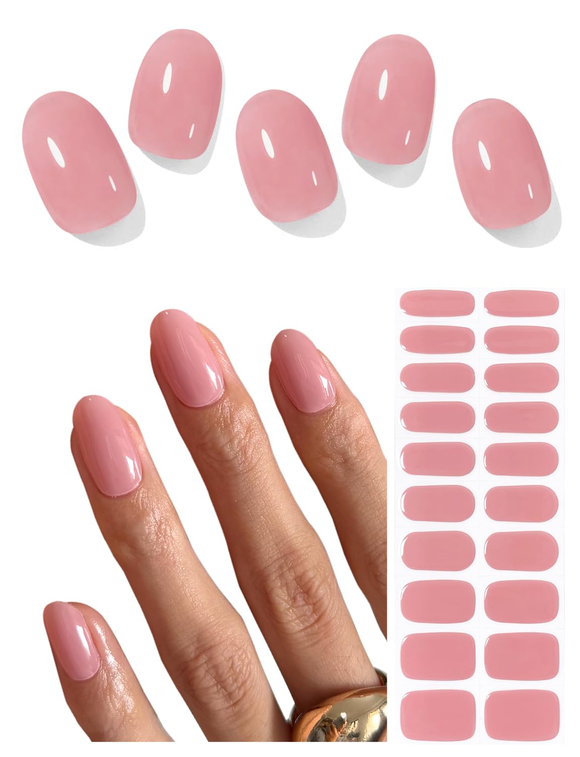 AutyaMee Semi Cured Gel Nail Strips (Vintage Rose), Cream Red, 20 Pcs Gel Nail Wraps, Stickers, Salon Quality, Long Lasting
