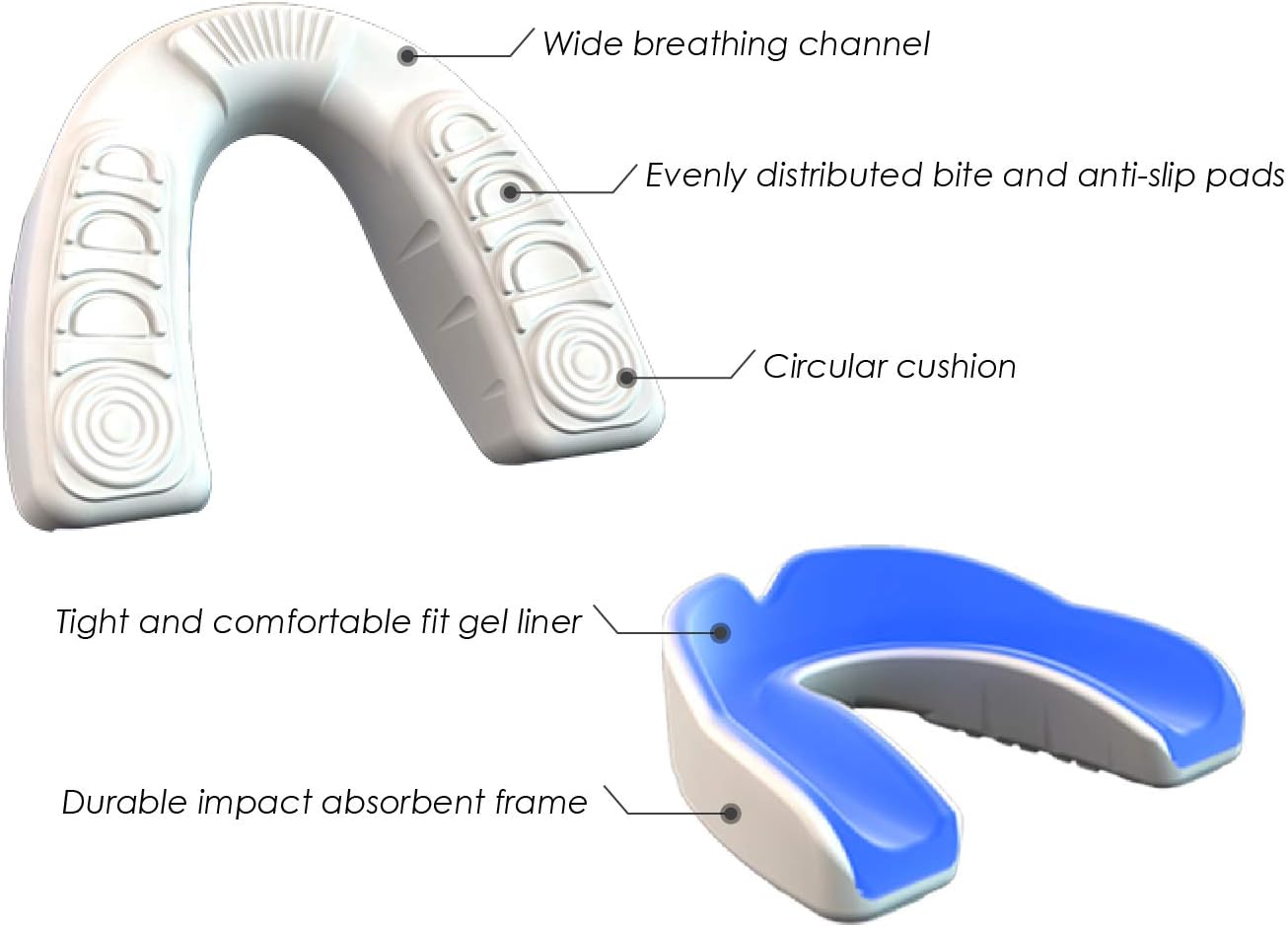 Coollo Sports Boil and Bite Mouth Guard (Youth & Adult) DA Custom Fit Sport Mouthpiece for Football, Hockey, Rugby, Lacrosse, Boxing, MMA(Free Case Included!) : Sports & Outdoors
