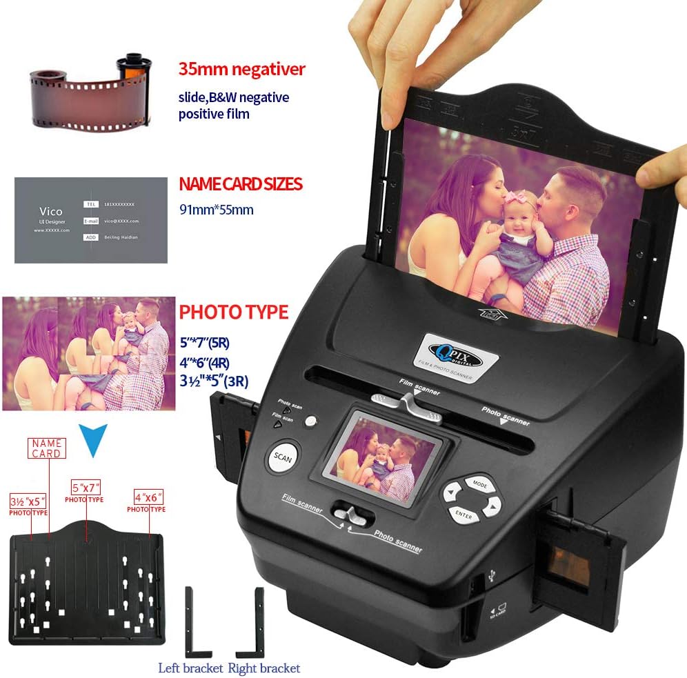 Digital Photo Slide & Film Scanner with Popular Scanner 2.4 inch 8.1 Mega Pixels 4 in 1 Photo and Film Scanner 135 Negative Scanner Photo Scanner Combo Scanner Views on Your Computer or USB(Black): Electronics