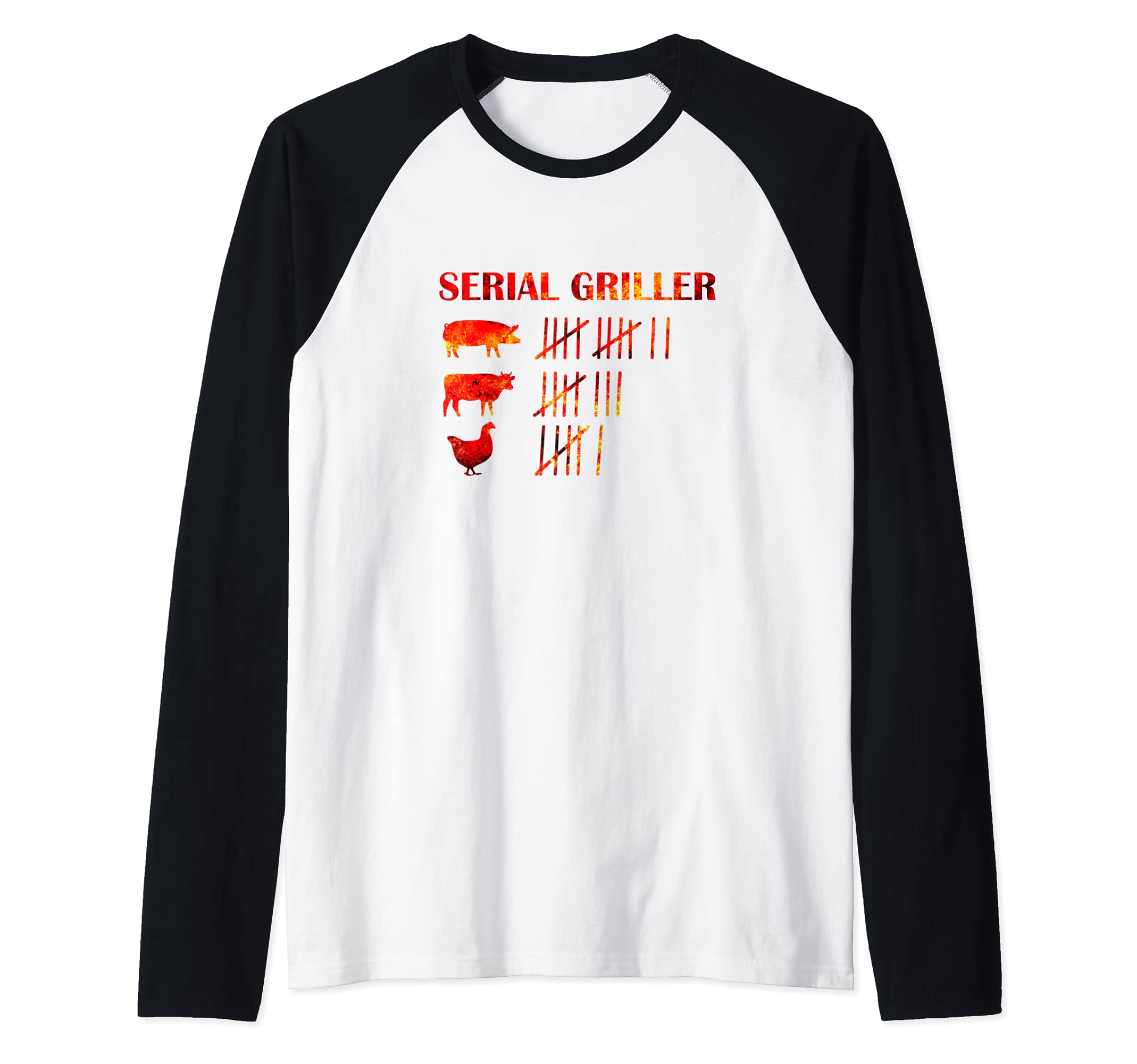 Serial Griller BBQ Grilling Barbecue Barbeque Grillmaster Raglan Baseball Tee