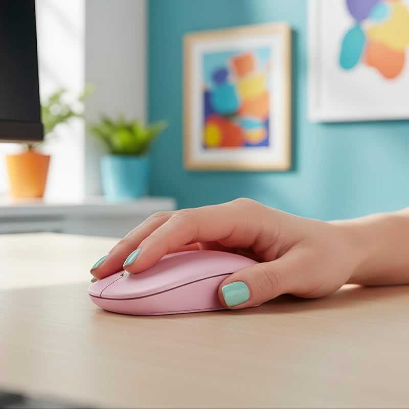 Fog Pro Pink - Ratón Inalámbrico Óptico Silencioso 1000 DPI, Rosa
