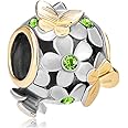 CharmSStory New Butterfly Clear Simulated Birthstone Synthetic Crystal Charm Beads for Charms Bracelet