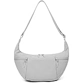 VONAL Nylon Crescent Crossbody Bag, Sloughy Shoulder Hobo Bag for Women, Lightweight Moon Bag Dumpling Sling Bag Purse