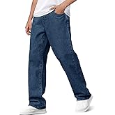 Haloumoning Boys Baggy Jeans Kids Casual Straight Leg Loose Fit Denim Pants with Pockets 5-14 Years