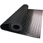 MYOYAY 1/8in Thick Rubber Garage Floor Mat 3.28 x 16.4 Ft Garage Flooring Mats Coin Pattern Flooring Rolls Non-Slip Parking Mats for Under Car Workshop, Black