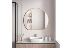 Wall Mirror with Metal Frame Half Circle Mirrors,Wall Mounted Makeup Mirror, for Bathroom, Living Room, Vanity, Bedroom, Entr