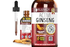 REJUVICA HEALTH Active Ginseng Korean Red Panax Ginseng with Natural Ginsenosides - All-Natural Advanced Liquid Solution for 2X Absorption - Supports Healthy Energy, Vitality, Mood and More