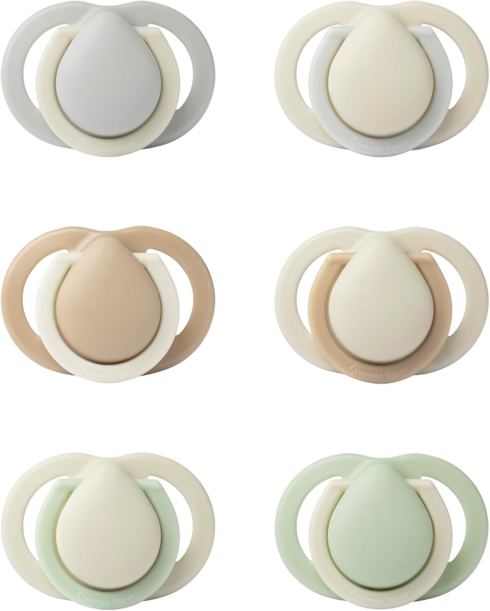 Tommee Tippee Newborn Soothers 0-2 Months Pack of 6 Muted Colours Matte