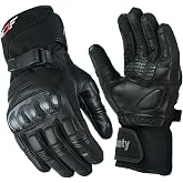 JAUNTY Winter Motorcycle Gloves for Men and Women Warm Thinsulate Waterproof Touchscreen Leather Riding Gloves with Carbon Fiber Knuckle ATV BMX Motocross Gloves for Riding
