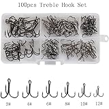 The Fisherman 100 pcs/Box High Carbon Steel Classic Treble Hooks Kit Strong Sharp Round Bend Fishing Hooks Set in 6 Different Sizes