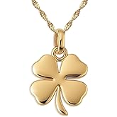 925 Sterling Silver Four Leaf Clover Necklace - Rhodium Plated Shining Mirror Finish Shamrock Pendant with 20" Inch Chain - Good Luck Charm - Irish Jewelry for Women - Handmade