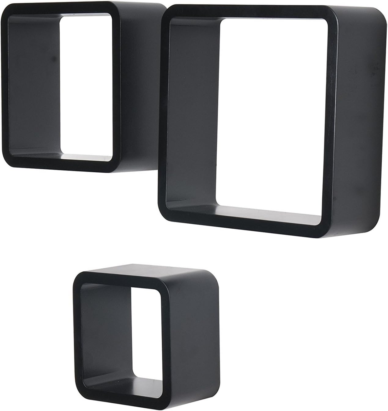SITU Floating Wall Shelves Decorative DIY Cube Shelves, Set of 3, Black,SWS0005-b