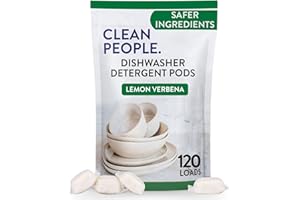 The Clean People Dishwasher Pods - Cuts Grease & Rinses Sparkling Clean - Residue-Free - Phosphate Free Dishwashing Pods (120 Count, Lemon Verbena)